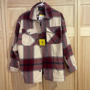 Plaid Women's Jacket - Red and Cream